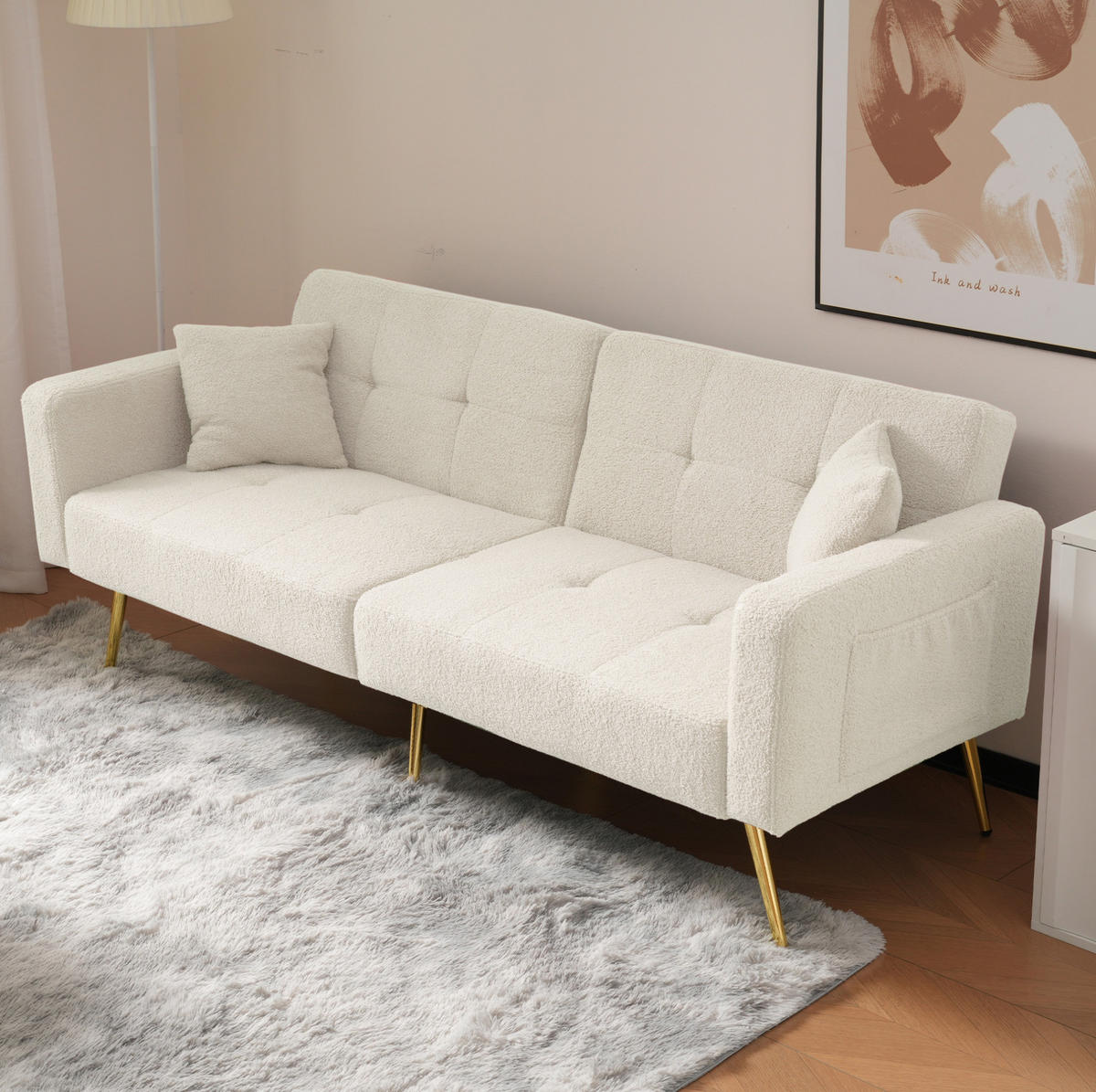 SCHLAFSOFA mit Bettfunktion verstellbar 175 x 64 x 72 cm Weiß - Weiß, Kunststoff (175/72/64cm) - Meubliv