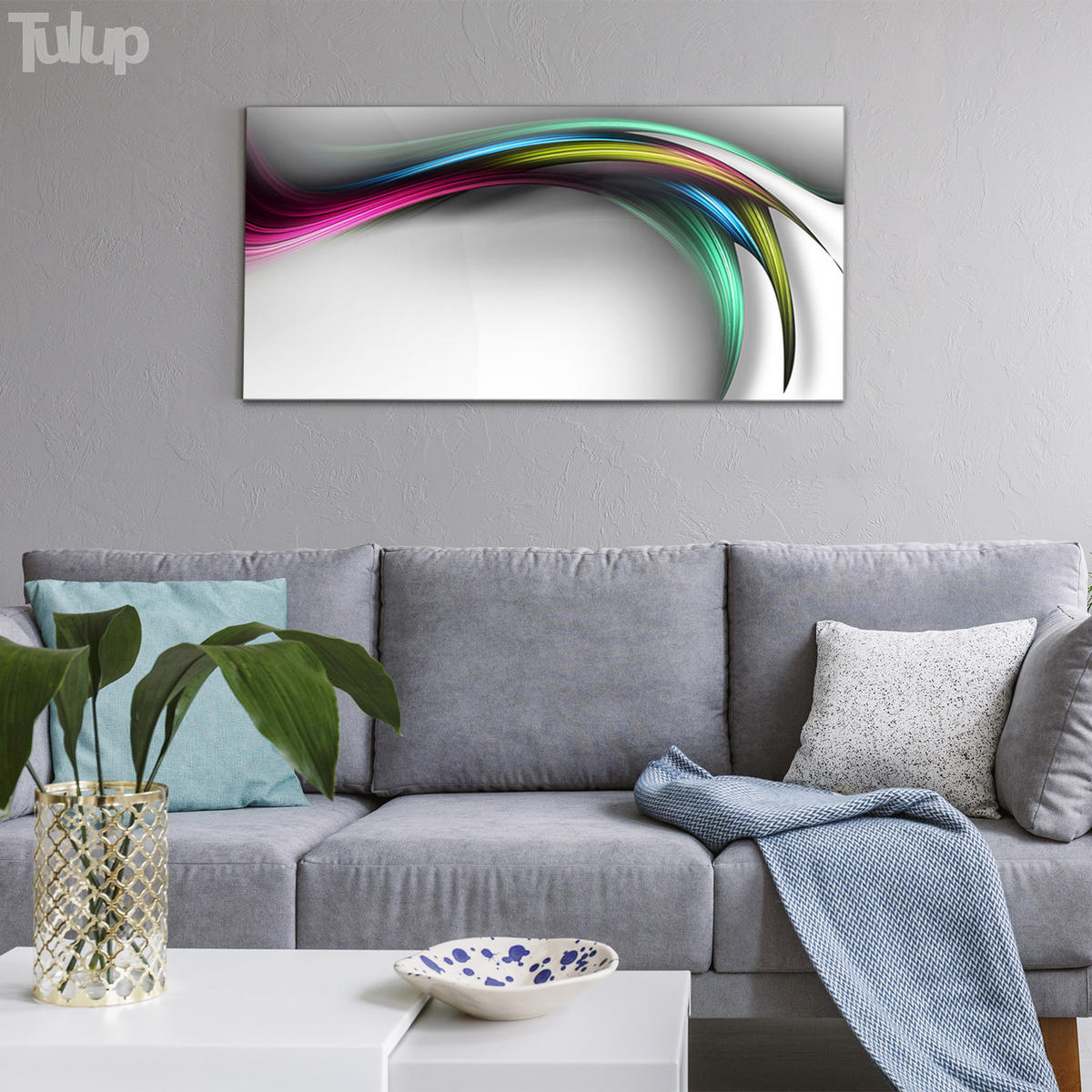 GLASBILD 100x50 cm Linienkunst - Pink, Glas (100/50cm) - TULUP