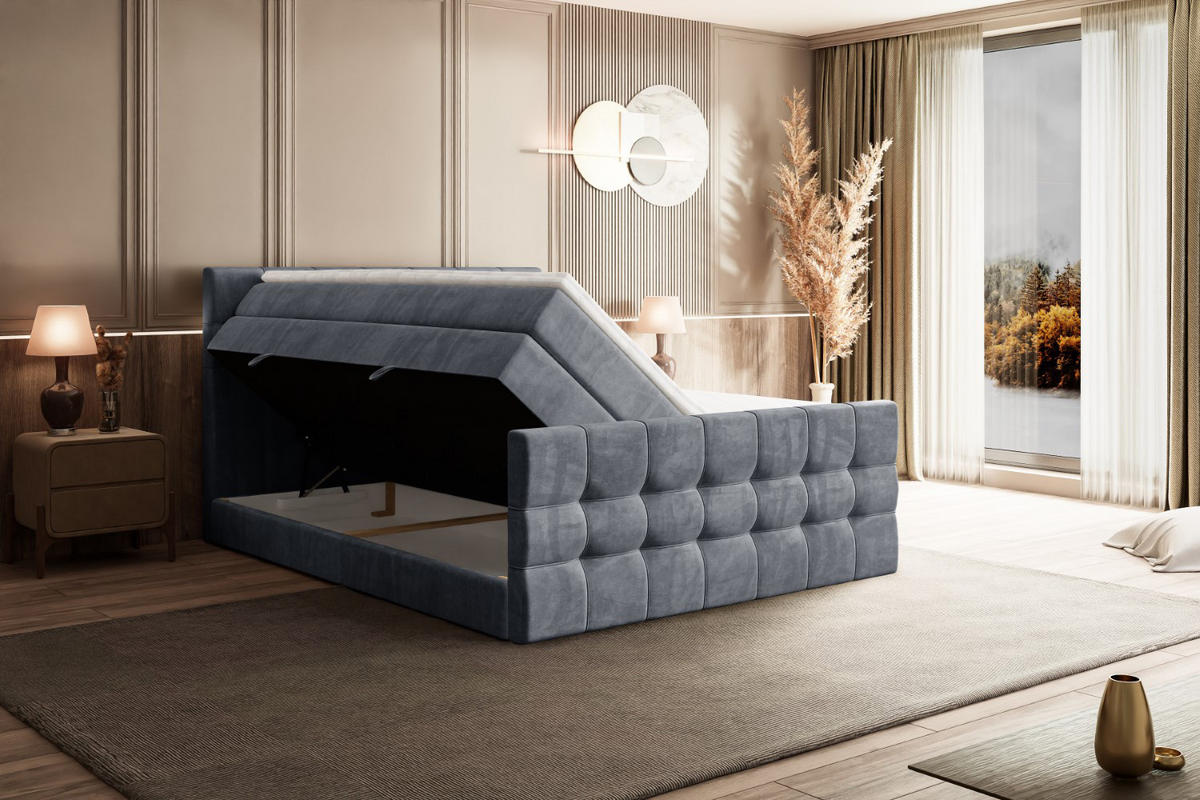 BOXSPRINGBETT BERO-Z KING - 120 x 200 - H3/H4 - Grau - Grau, Holzwerkstoff (120/200cm) - ALTDECOR