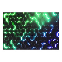 FOTOTAPETE Strukturierte Hexagone mit Neonlicht in Grün und Blau 432/290 cm - Schwarz, Papier (432/290cm) - Bilderwelten