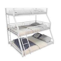 ETAGENBETT 90x200cm + 120x200cm + 140x200cm Weiß Metall Dreifach - Weiß, Metall (140/200cm) - FLIEKS