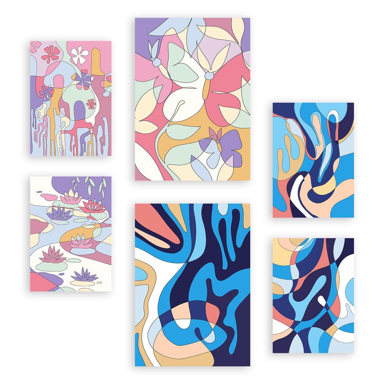 POSTER Set Mit 6 Ethischer Stil Abstrakt Größe A3 & A4 Rahmenlos - Klar, Papier (29.7/1cm) - Nacnic