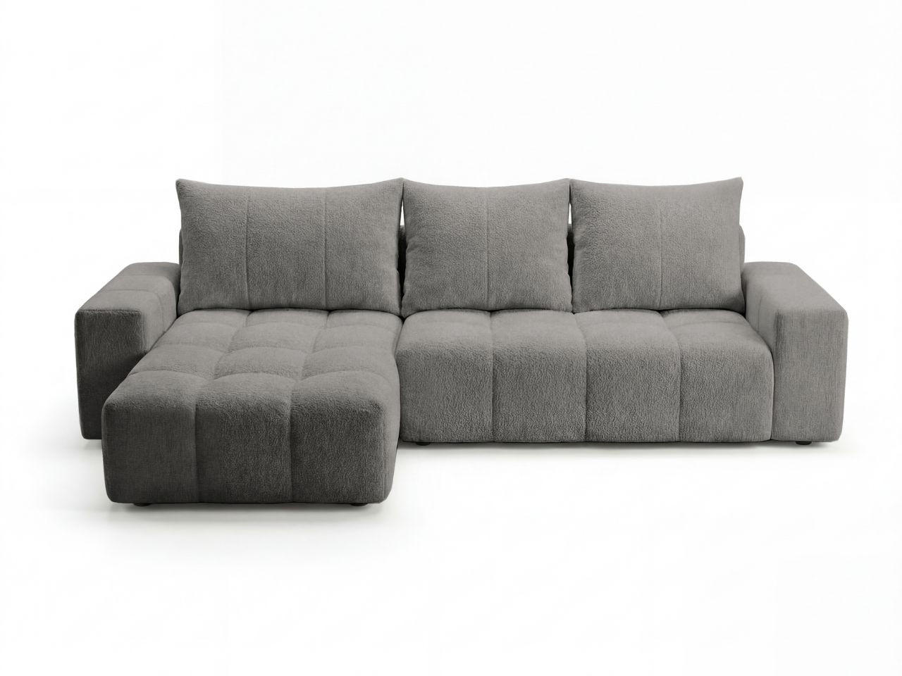 ECKSOFA Bresso Bouclé-Stoff Grau - Grau, Holz/Textil (255/168cm) - Graingold