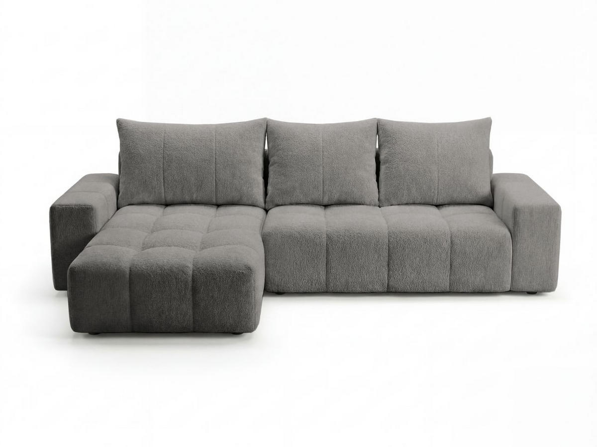 ECKSOFA Bresso Bouclé-Stoff Grau - Grau, Holz/Textil (255/168cm) - Graingold