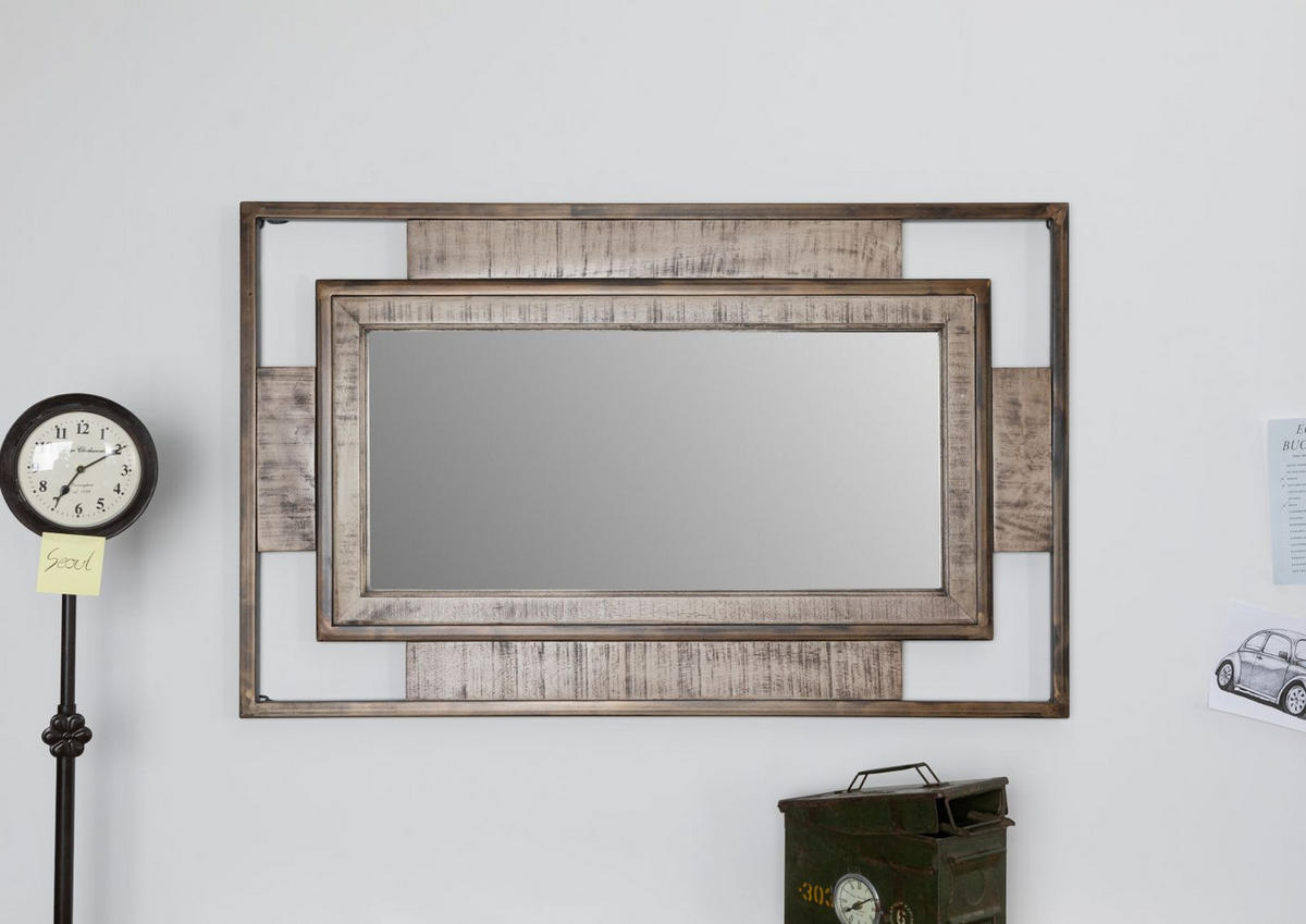 SPIEGEL Mango 76x4x122 braun lackiert HEAVY INDUSTRY #255 - Braun, Holz (76/122/4cm) - Massivmoebel24