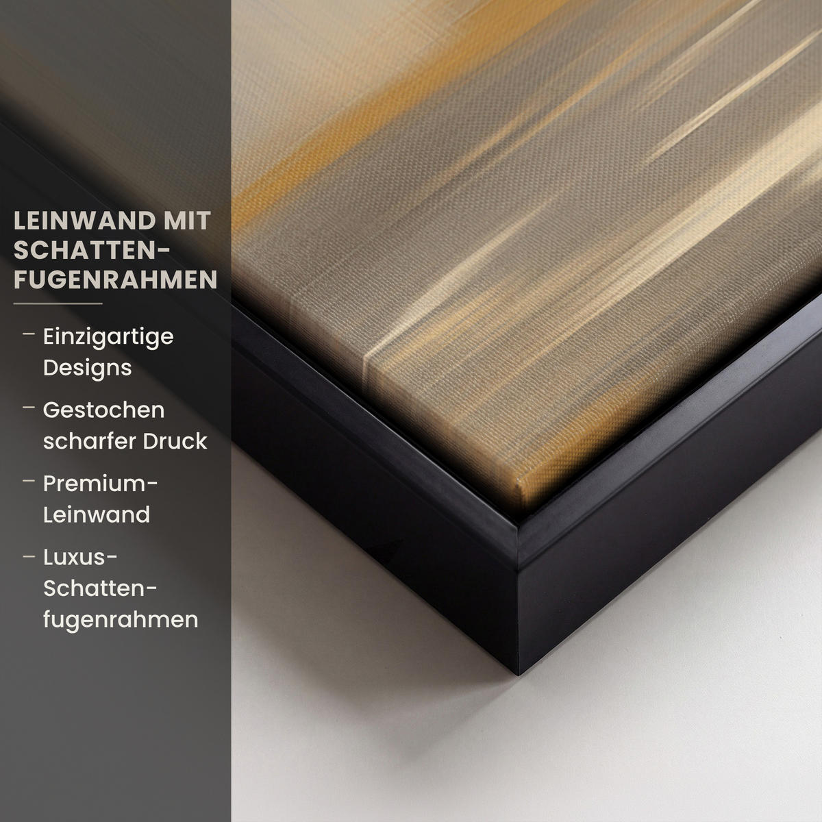 LEINWAND Bilder mit Rahmen - Gemälde - Baum - Abstrakt - Blätter - 90x60 - Beige, Textil (90/60cm) - MuchoWow