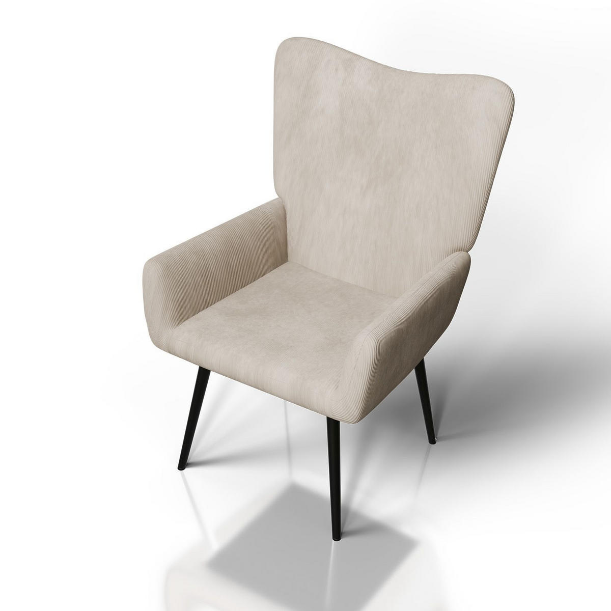 OHRENSESSEL Odense Cord Beige - Beige, Textil (68/95/73cm) - Juskys