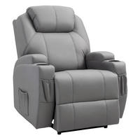 MASSAGESESSEL DE-15343 elektrisch verstellbar mit 8 Vibrationspunkten Grau - Hellgrau, Leder (97/110/82cm) - ComfortXL