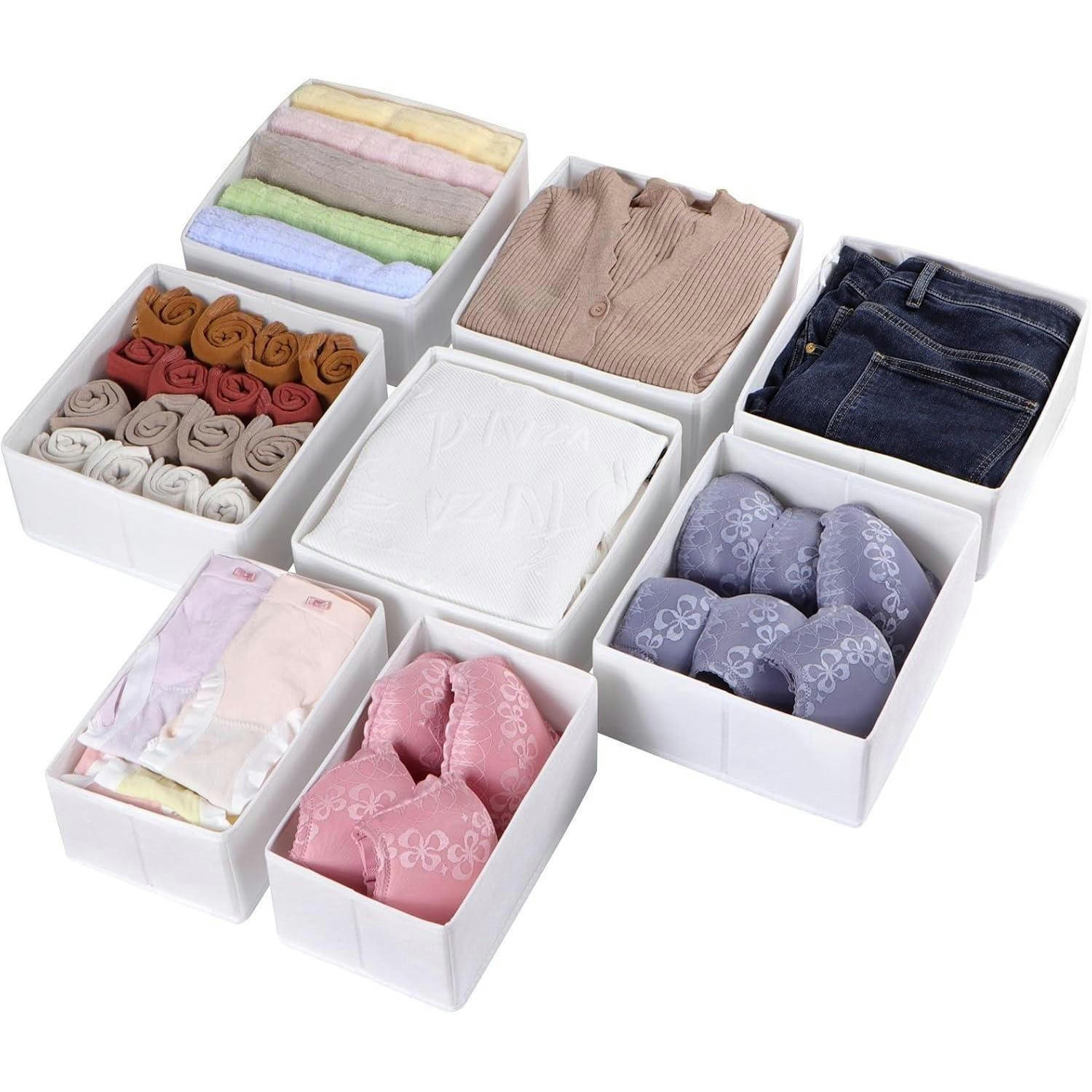 SCHUBLADEN Organizer 8er Set für PAX Kleiderschrank 100x58 cm Weiß - Multicolor, Textil (24/11/26cm)