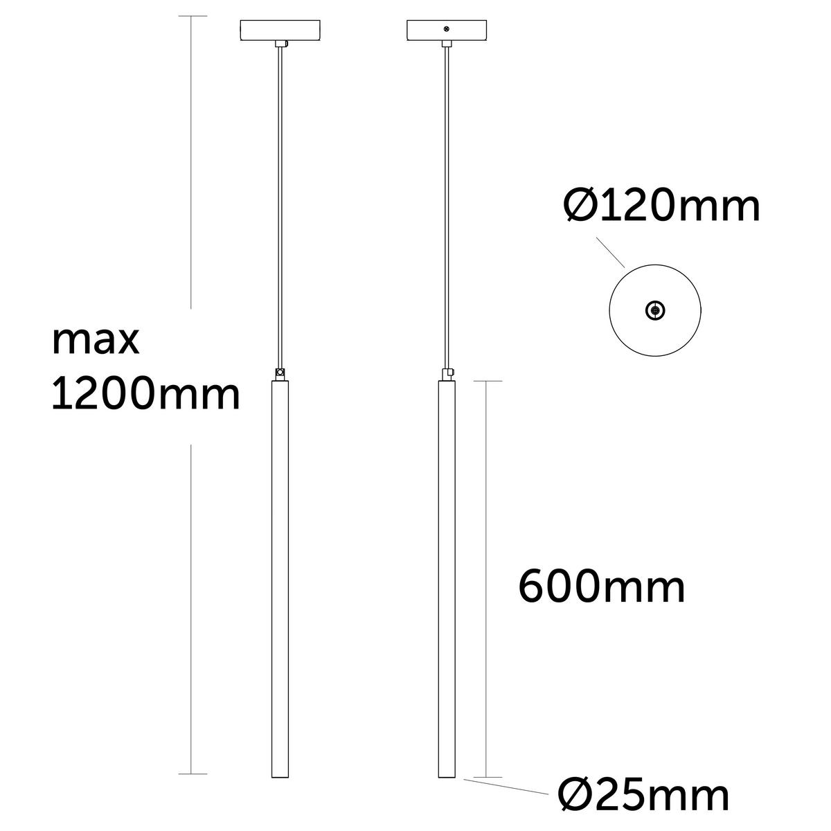 LED-HÄNGELEUCHTE Stelo H60 - Anthrazit, Metall (2.5/2.5/60cm) - Lumicom