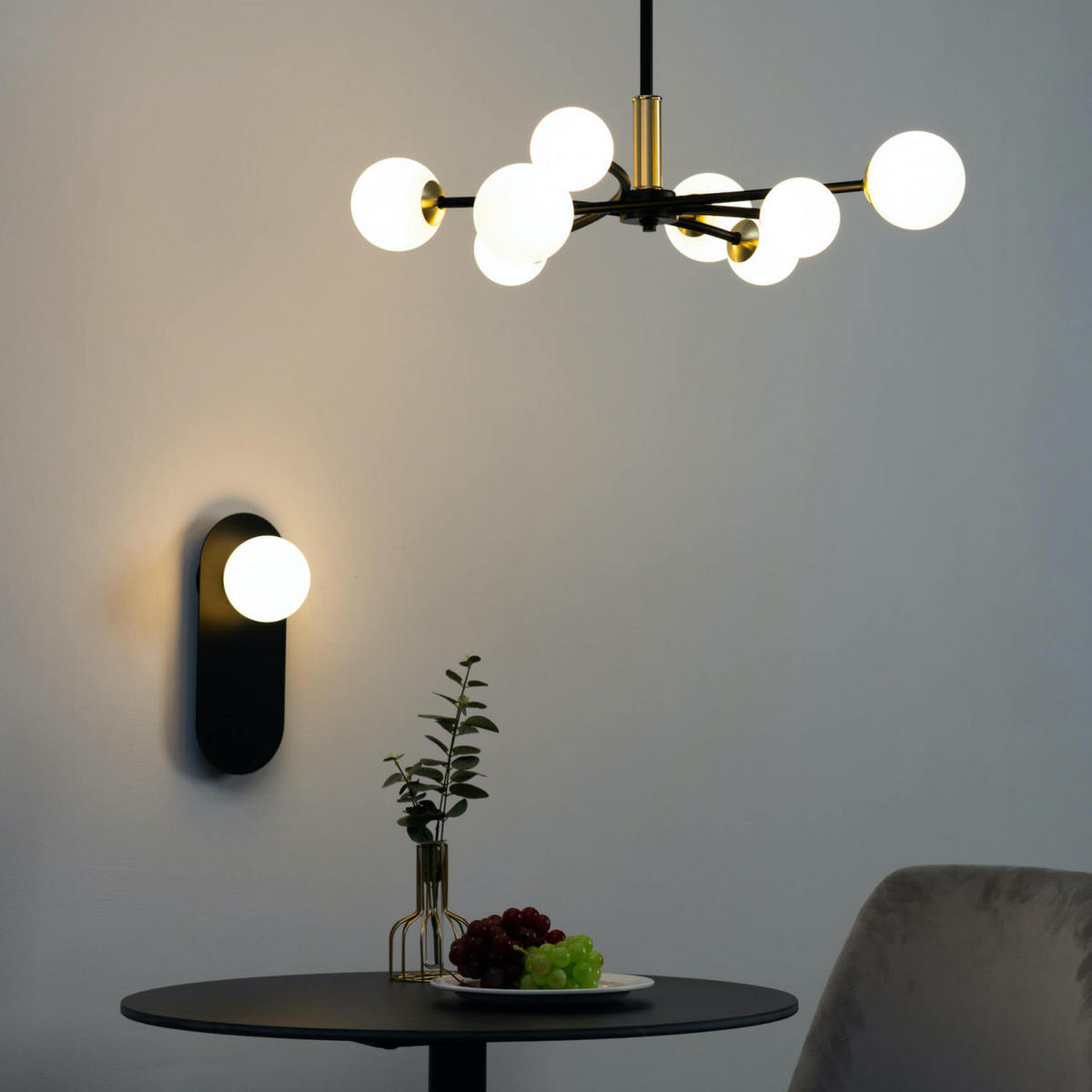 WANDLEUCHTE Mattina, Schwarz und weiß, 31cm - Weiß, Glas (12/31/13cm) - KOSILUM