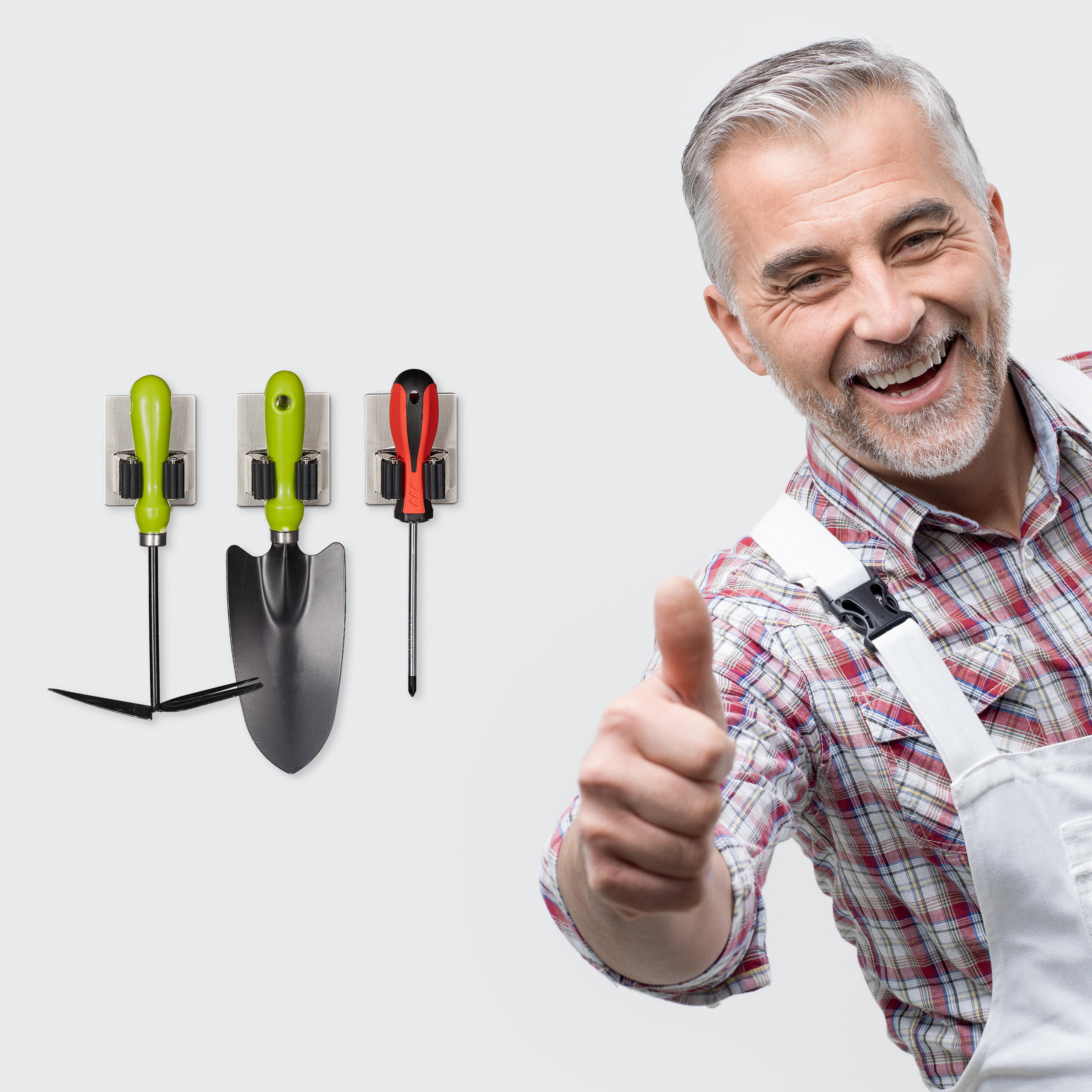 2xGERÄTEHALTER - Silberfarben, Kunststoff/Metall (6.5/8/4cm) - Relaxdays