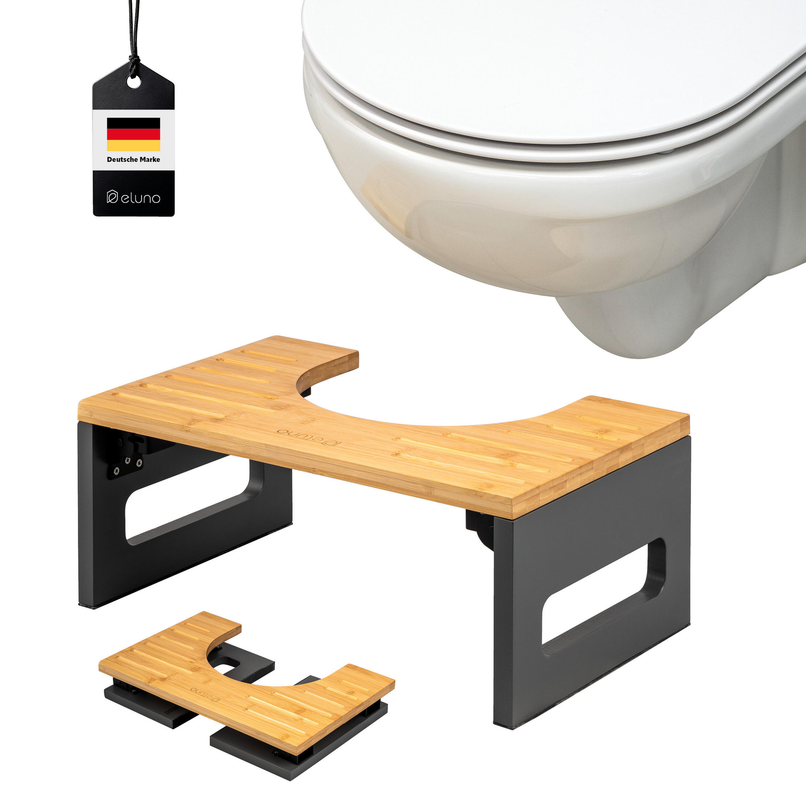 eluno Toilettenhocker Grau 43.5x18.5x28 cm
