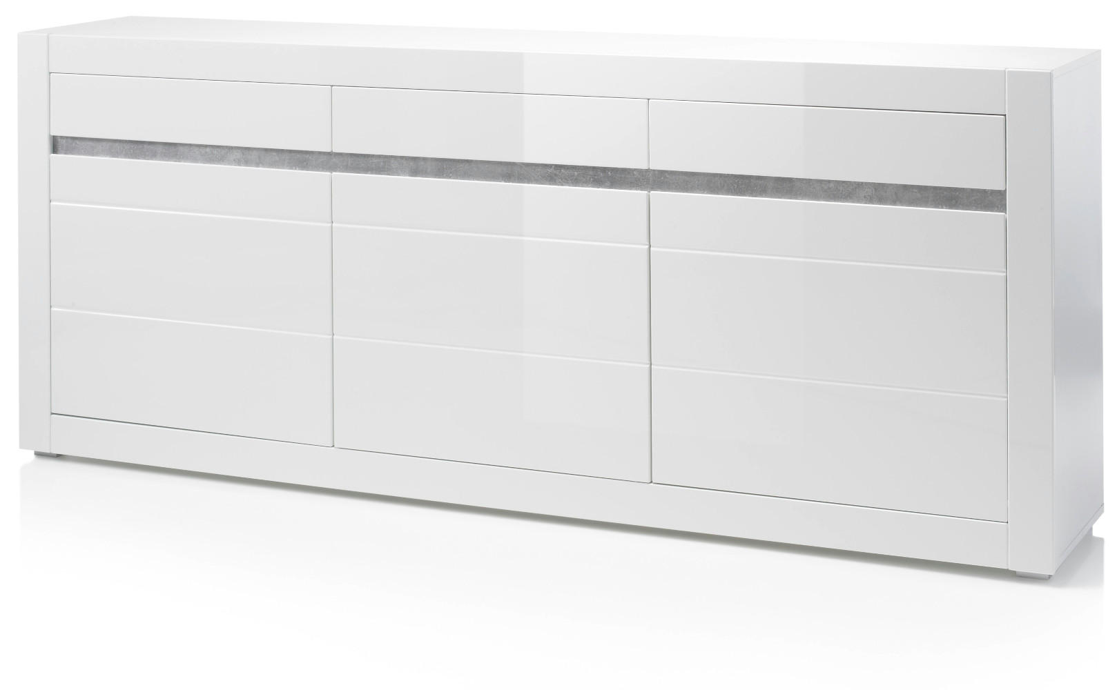 SIDEBOARD Hochglanz weiß, mit weiß oder grau, große Anrichte 217 cm Soft-Close-Funktion - Weiß Hochglanz/Weiß, Holzwerkstoff/Kunststoff (217/90/42cm) - Furn.Design
