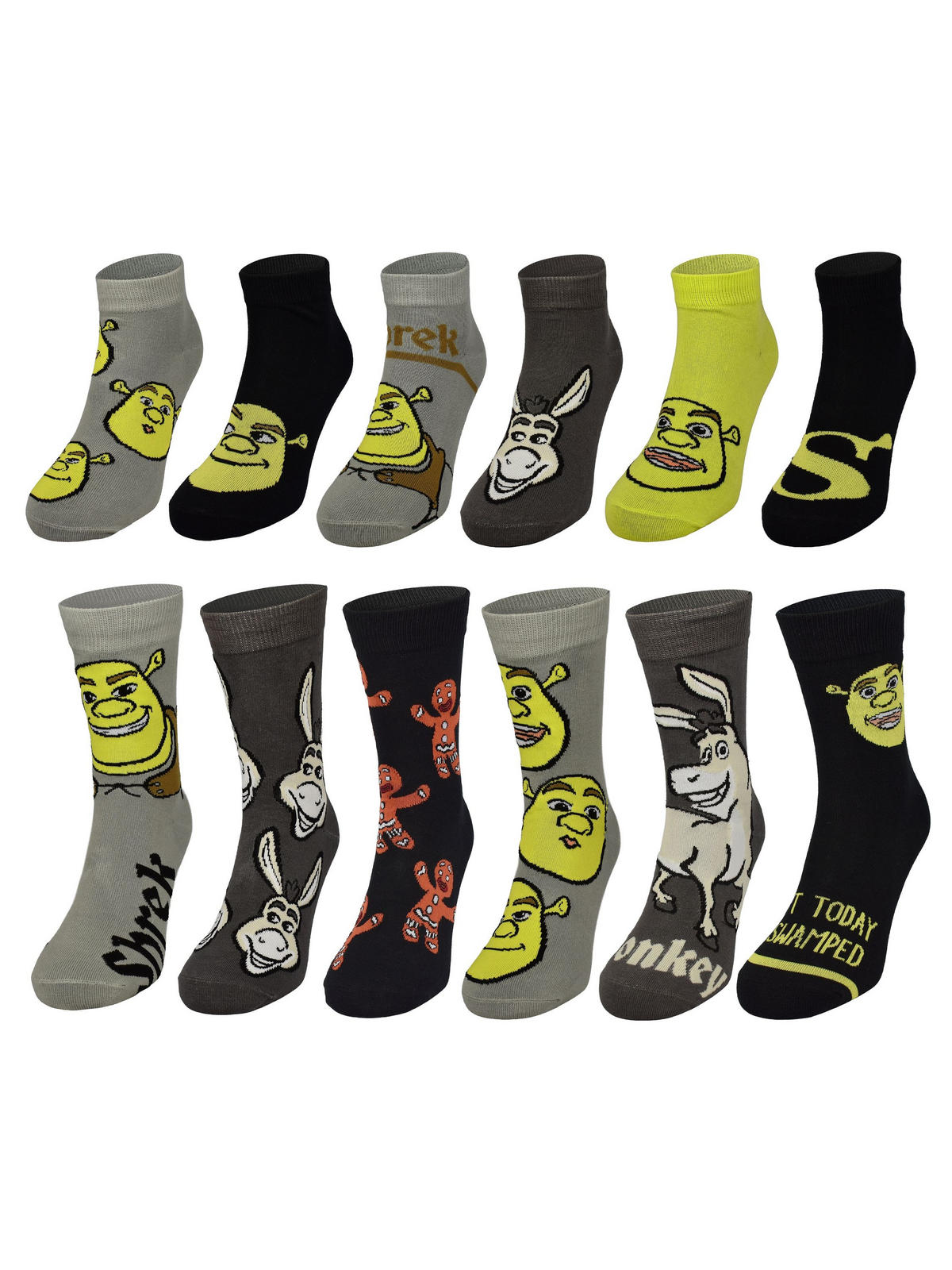ADVENTSKALENDER Shrek - Der tollkühne Held mit 12 Paar Socken Größe 40-45 - Multicolor, Textil (37/5/26.5cm)