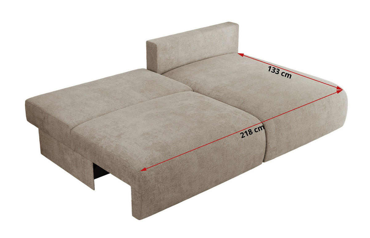 ECKSCHLAFSOFA VIVO L Beige Struktur - links - Beige/Schwarz, Kunststoff/Textil (223/150cm) - MKS
