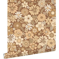 TAPETE Retro Blumen 50 x 900 cm - Braun, Papier (50/900cm) - ESTAhome