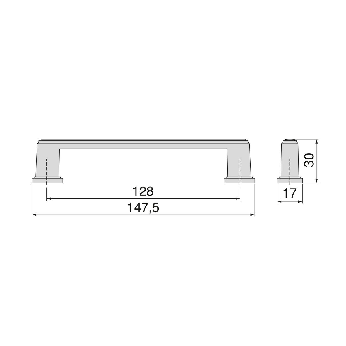 MÖBELGRIFFE Tanger, L147.5mm, 128mm Achsenabstand, Zamak, Nickel satiniert 5er-set - Silberfarben, Kunststoff (1.7/3/14.75cm) - EMUCA