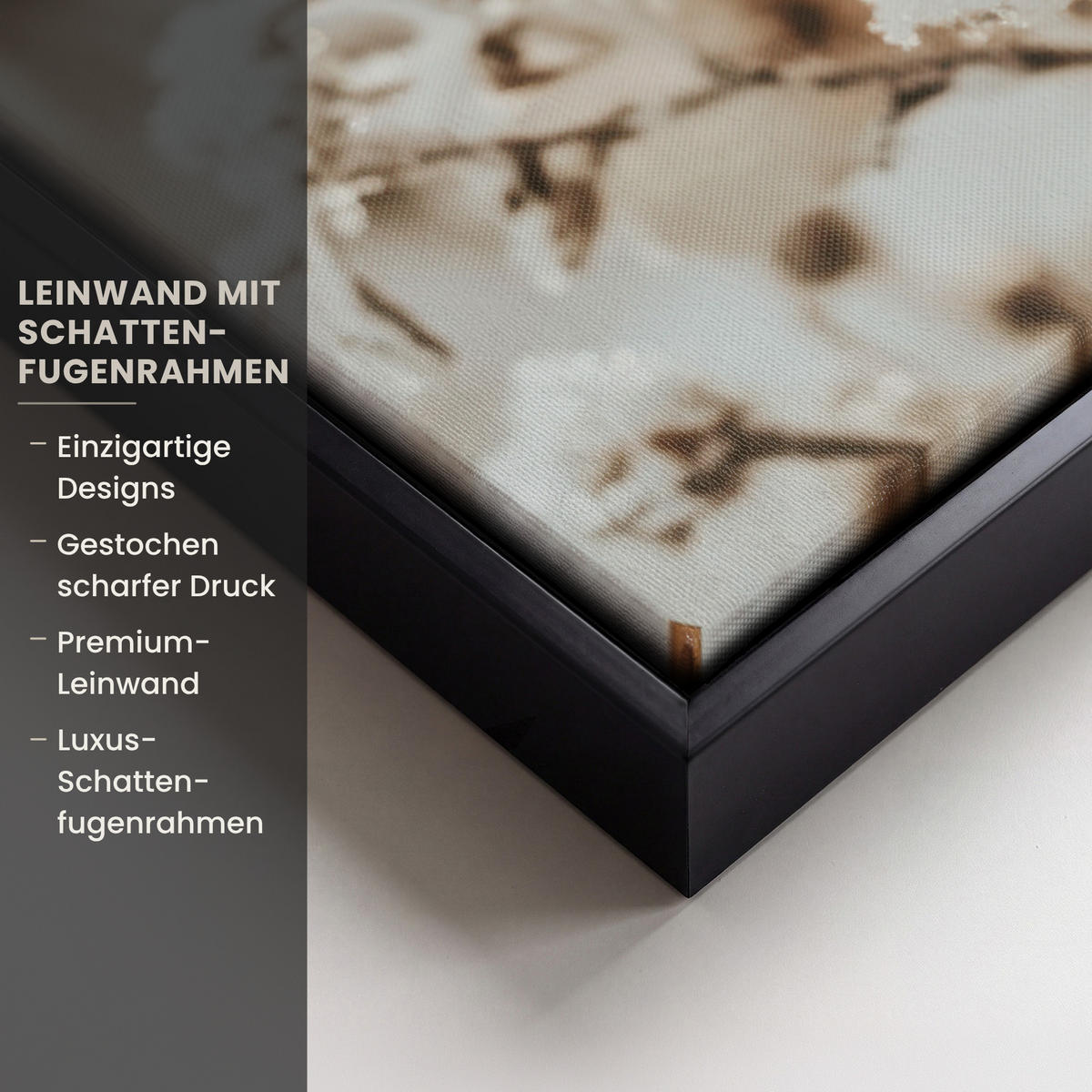 LEINWAND Bilder mit Rahmen - Blumen - Winter - Weiß - Schnee - Beige - 60x80 - Creme, Textil (60/80cm) - MuchoWow