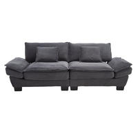 2-SITZER Sofa Samt mit ultratiefer Sitzfläche 224/81/81 cm Dunkelgrau - Dunkelgrau, Textil (81/224/81cm) - Redom