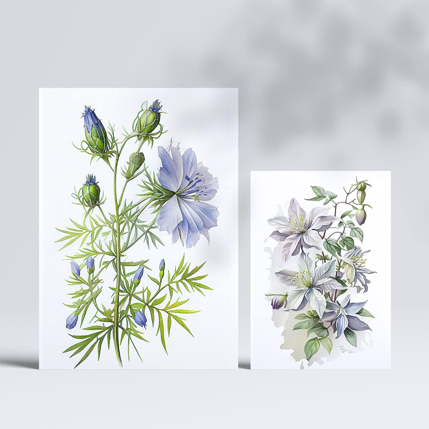 POSTER Set Mit 6 Blaue Blumen Vollfarbige Blumenmotiven A3 & A4 Rahmenlos - Klar, Papier (29/3cm) - Nacnic