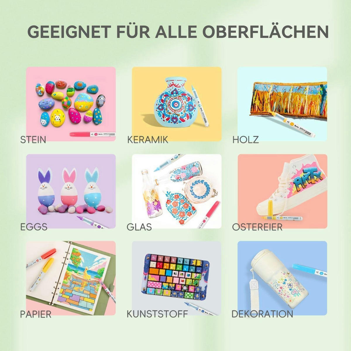 ACRYLMALSTIFTE Set 36 Farben Pinselspitze wasserfest - Multicolor, Kunststoff (9.7/22.8/15cm)