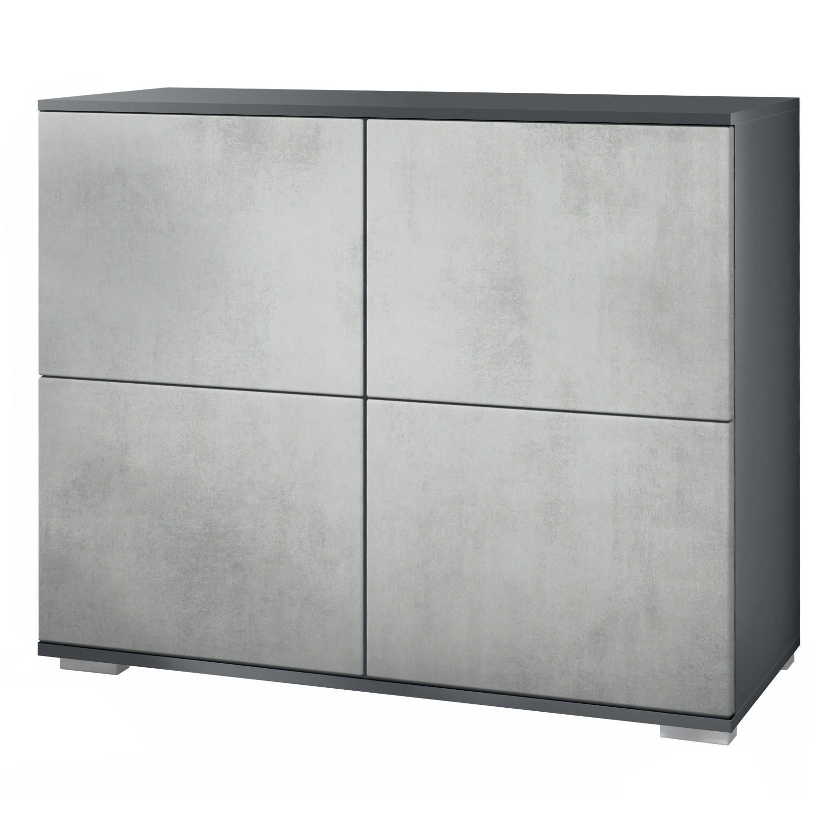 KOMMODE Rova Beton Oxid Optik - Hellgrau, Holzwerkstoff (92.5/75.5/35cm) - Vladon