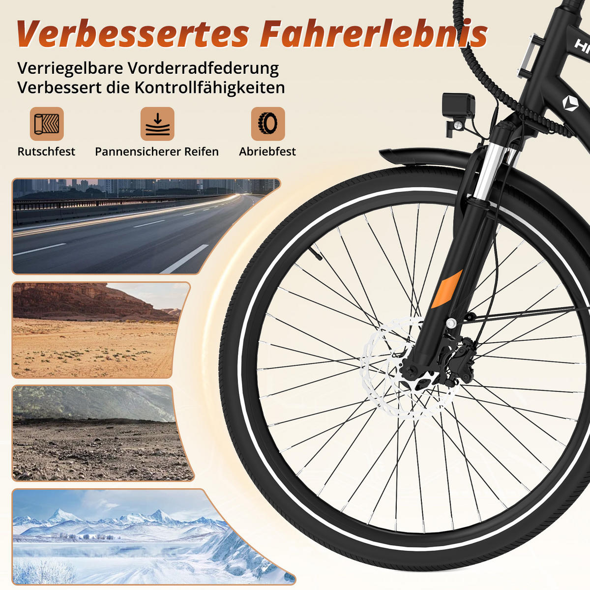 E-BIKE BKU1 Mittelmotor mit 150 km Maximalreichweite - Schwarz, Metall (80cm) - HITWAY