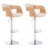 BARHOCKER 2er Set Stoff natura/creme - Chromfarben/Eukalyptusholzfarben, Textil/Metall (50/88/48cm) - CLP
