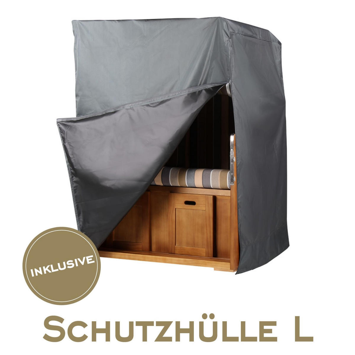 STRANDKORB Komplettset Düne - Rot/Braun, Naturmaterialien/Metall (125/170/80cm) - Mr. Deko