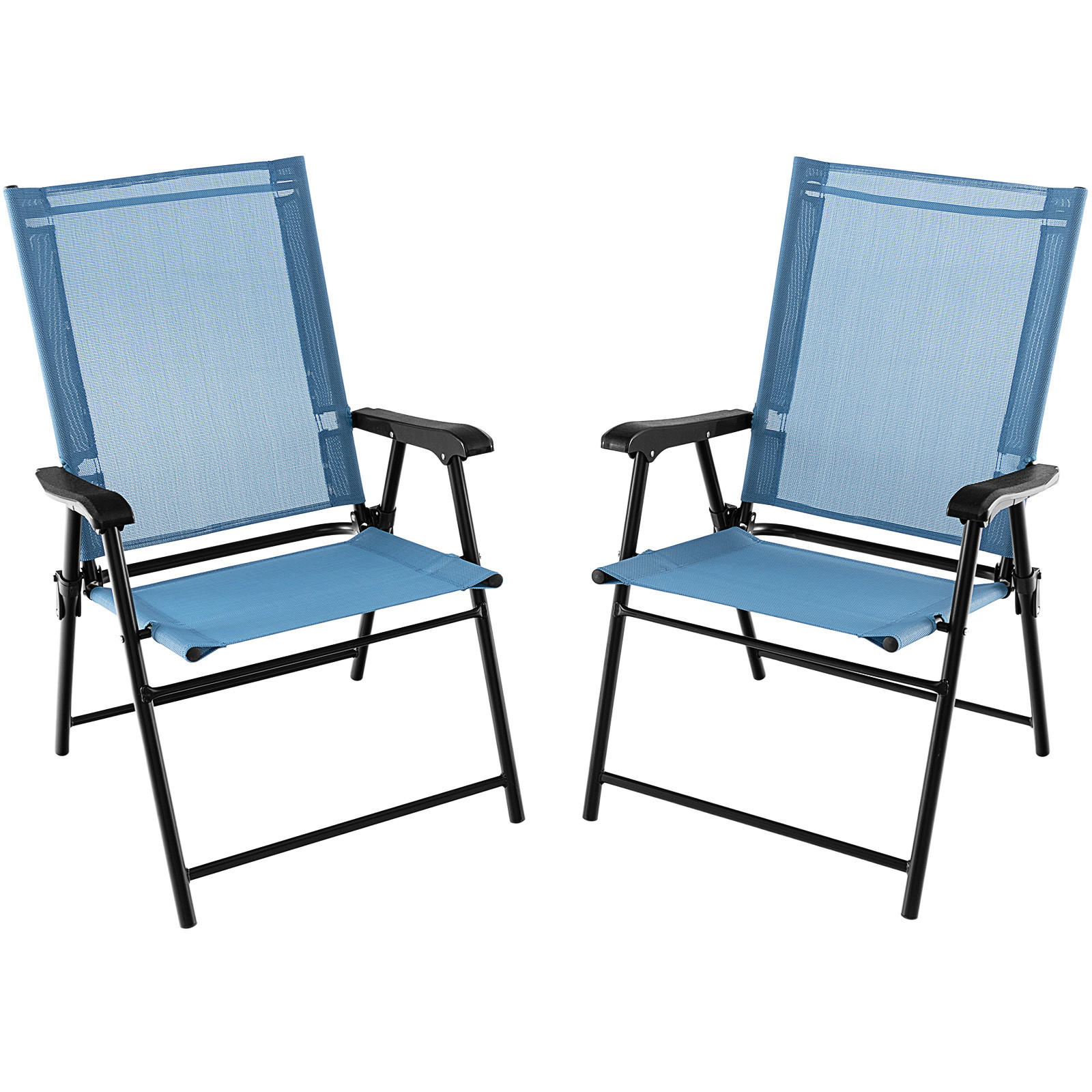 KLAPPSTÜHLE Blau(2er-Set) - Blau, Metall (60/93/65cm) - COSTWAY