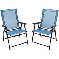 KLAPPSTÜHLE Blau(2er-Set) - Blau, Metall (60/93/65cm) - COSTWAY
