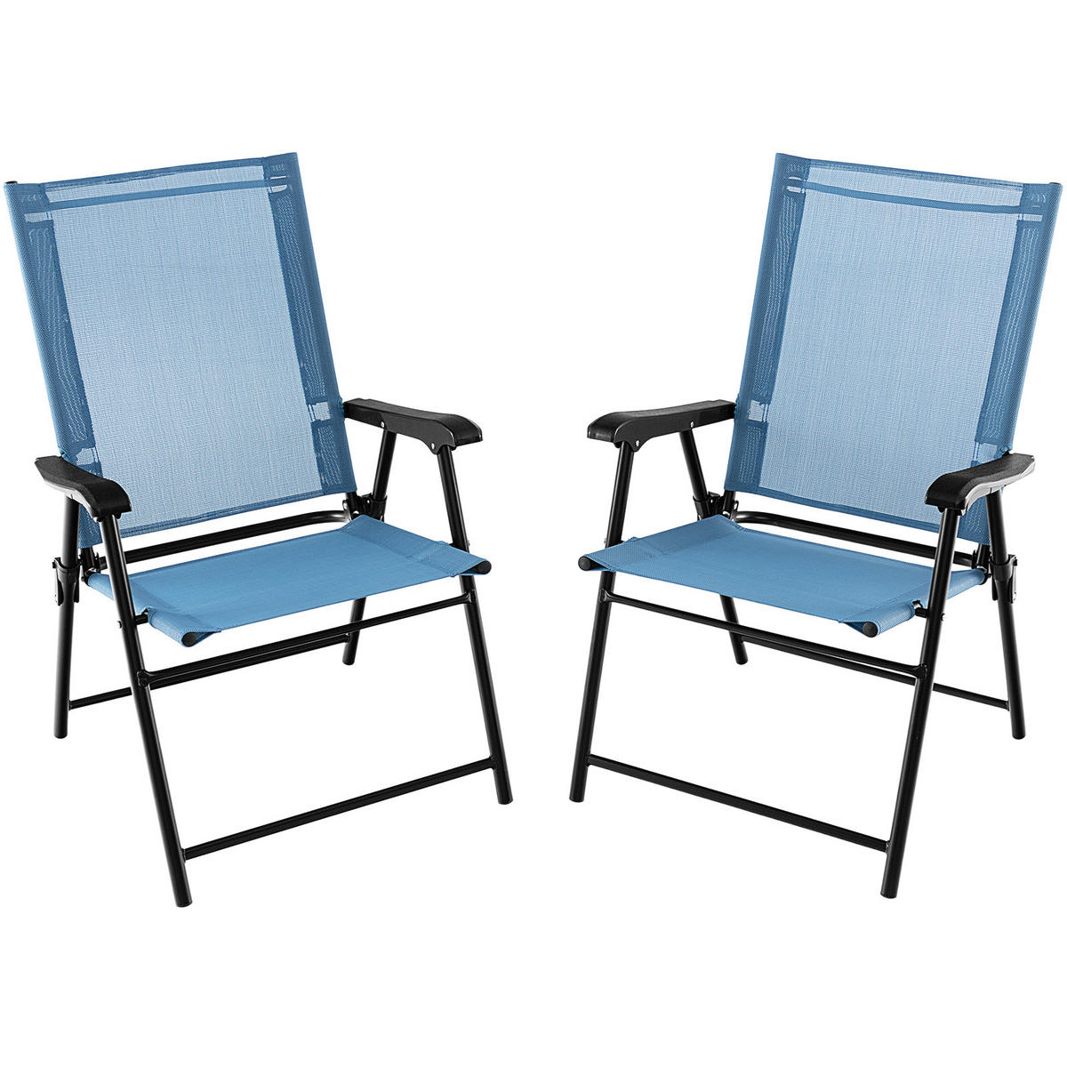 KLAPPSTÜHLE Blau(2er-Set) - Blau, Metall (60/93/65cm) - COSTWAY