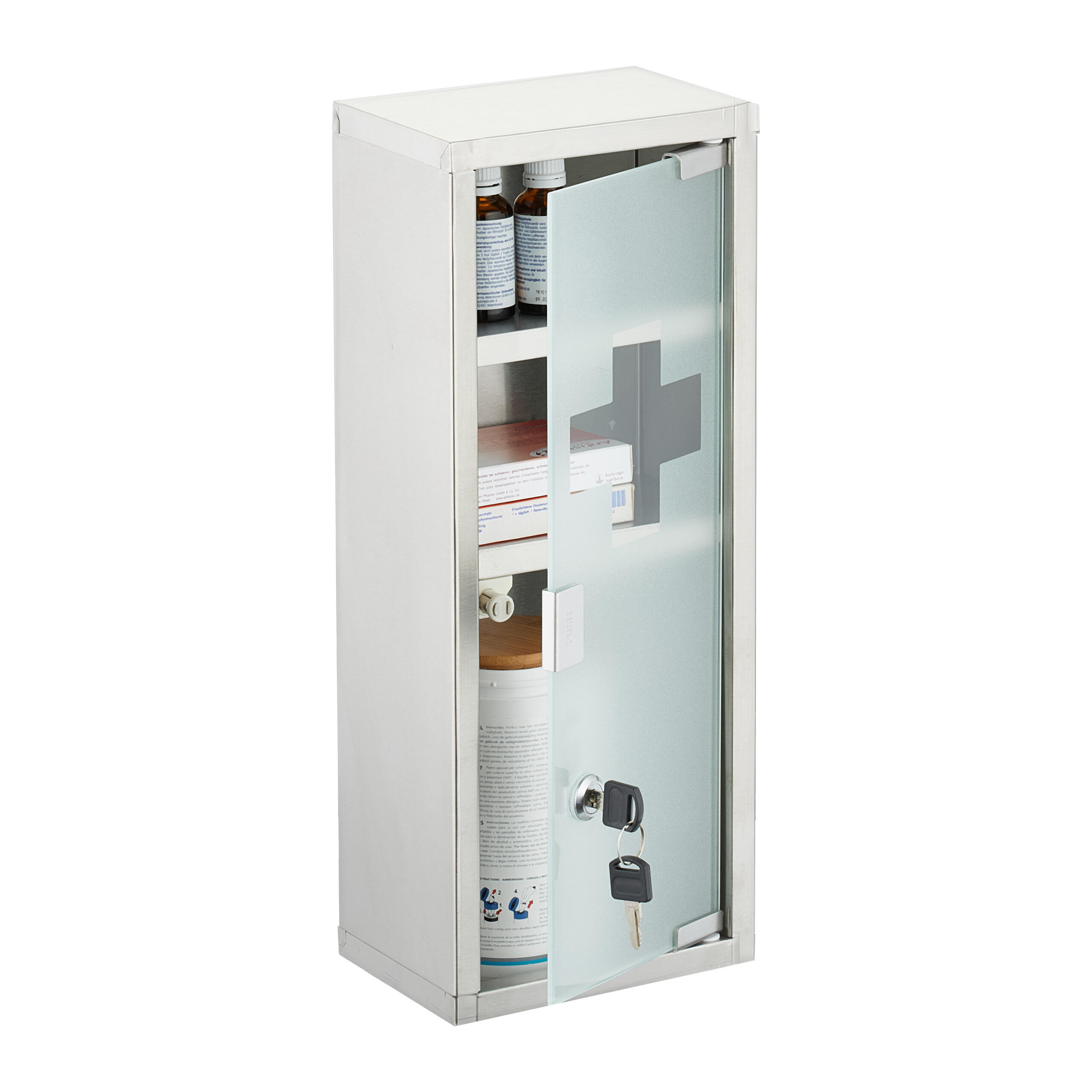 MEDIZINSCHRANK - Multicolor, Glas/Metall (18/45/12cm) - Relaxdays