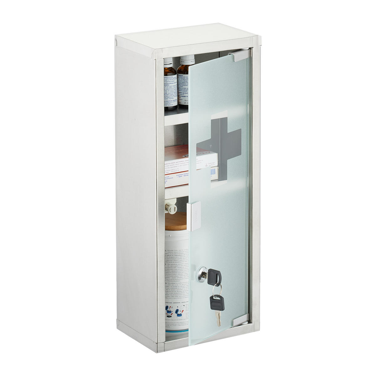 MEDIZINSCHRANK - Multicolor, Glas/Metall (18/45/12cm) - Relaxdays