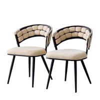 ARMLEHNSTUHL-SET DE-36781 2 Stück mit Samtbezug und schwarzen Metallbeinen Beige - Beige, Metall (57/78/64cm) - ComfortXL