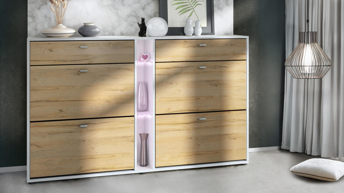 SCHUHSCHRANK Today Fronten in Eiche Natur - Eichefarben, Holzwerkstoff (155.5/95/28cm) - Vladon
