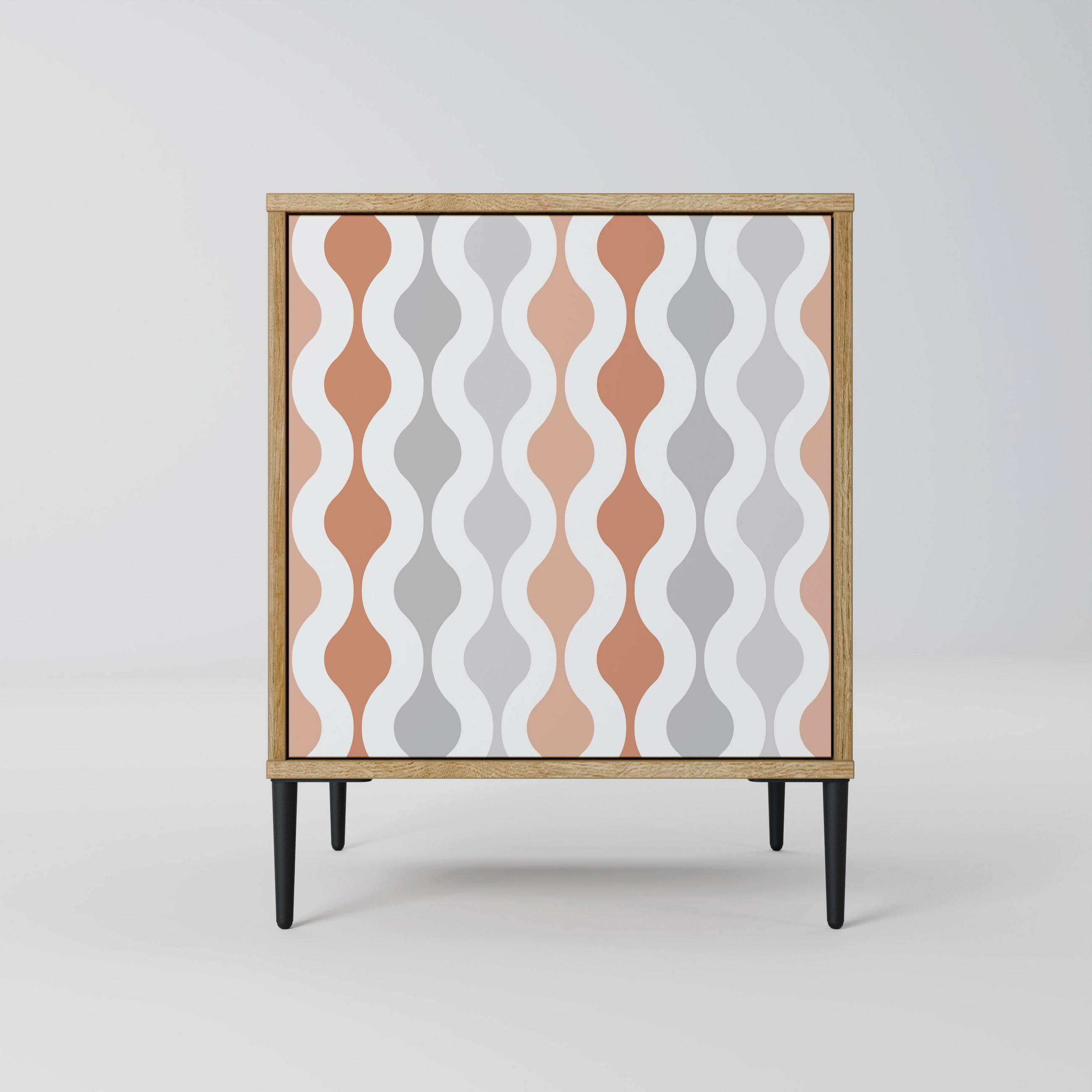 SIDEBOARD HAZY NOSTALGIA, Eichefarben, 57,5x42x72,5 cm, Schwarze Metallfüße - Eichefarben/Multicolor, Holzwerkstoff/Metall (57.5/72.5/42cm) - SpaceRebels