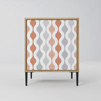SIDEBOARD HAZY NOSTALGIA, Eichefarben, 57,5x42x72,5 cm, Schwarze Metallfüße - Eichefarben/Multicolor, Holzwerkstoff/Metall (57.5/72.5/42cm) - SpaceRebels