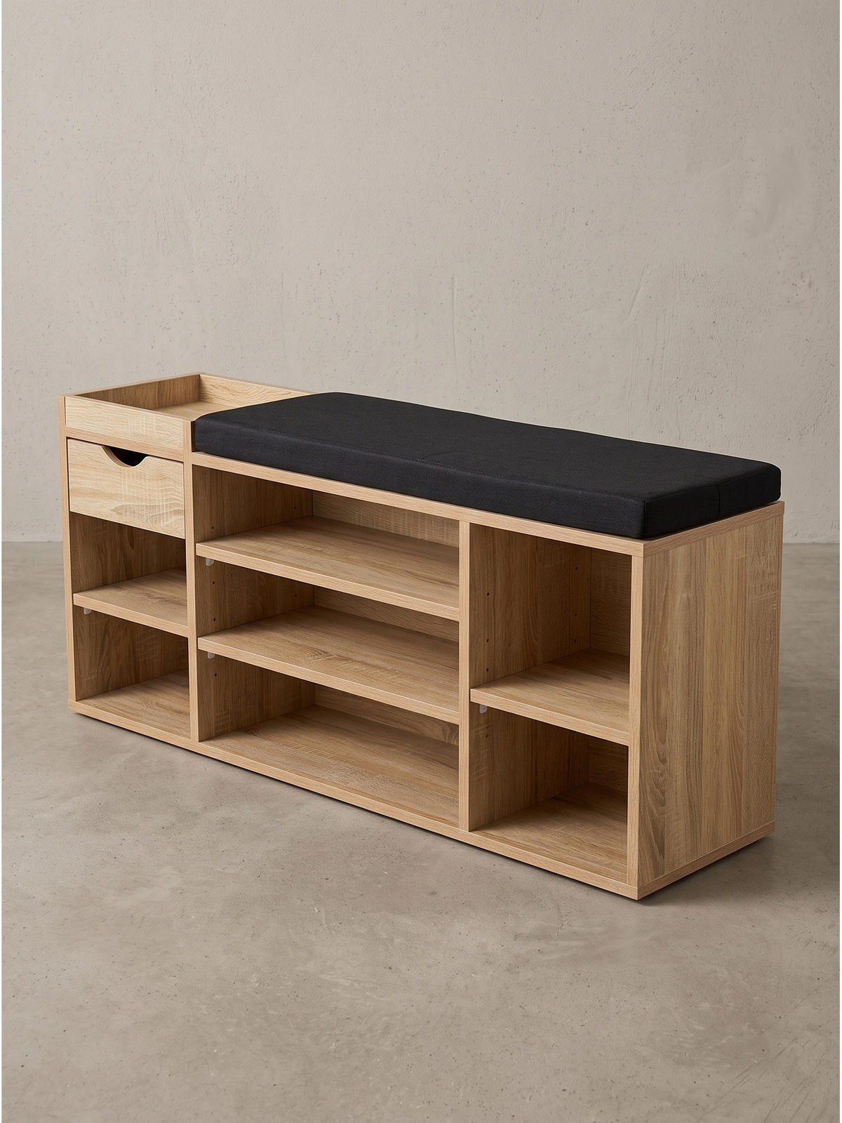GARDEROBENBANK CARTAGENA, Stoff, Sonoma, 100 x 30 x 45 cm - Hellbraun/Schwarz, Holzwerkstoff/Textil (100/45/30cm) - KADIMA DESIGN