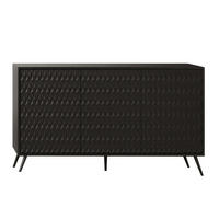 SIDEBOARD Delvine 3T Schwarz 154/78/38 cm – mit schwarzen Beinen und 3 verzierten Türen - Schwarz, Holzwerkstoff (154/78/38cm) - AX Living