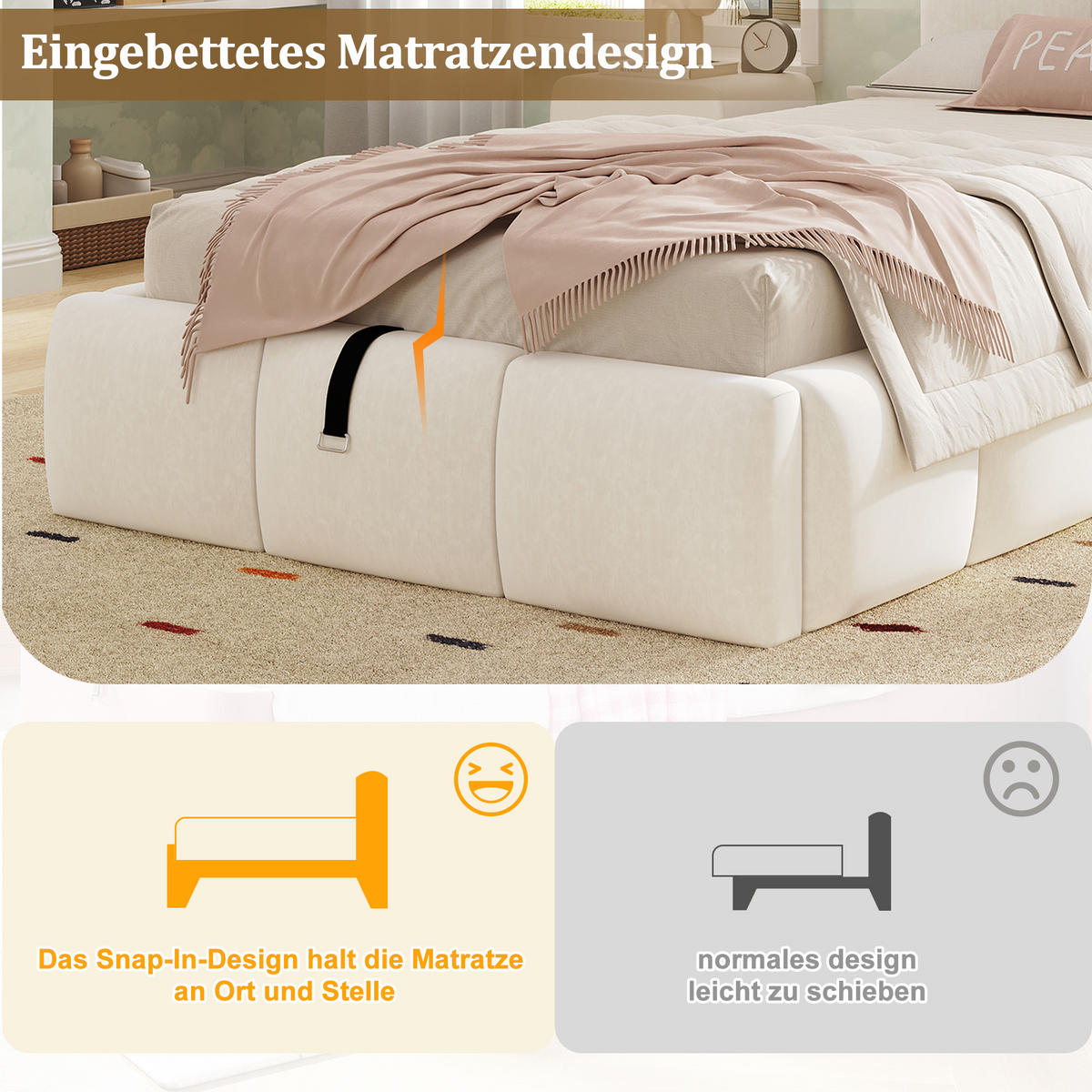POLSTERBETT 90x200 Cm Stauraum Hydraulik USB Samt Beige - Beige, Textil (90/200cm) - FLIEKS