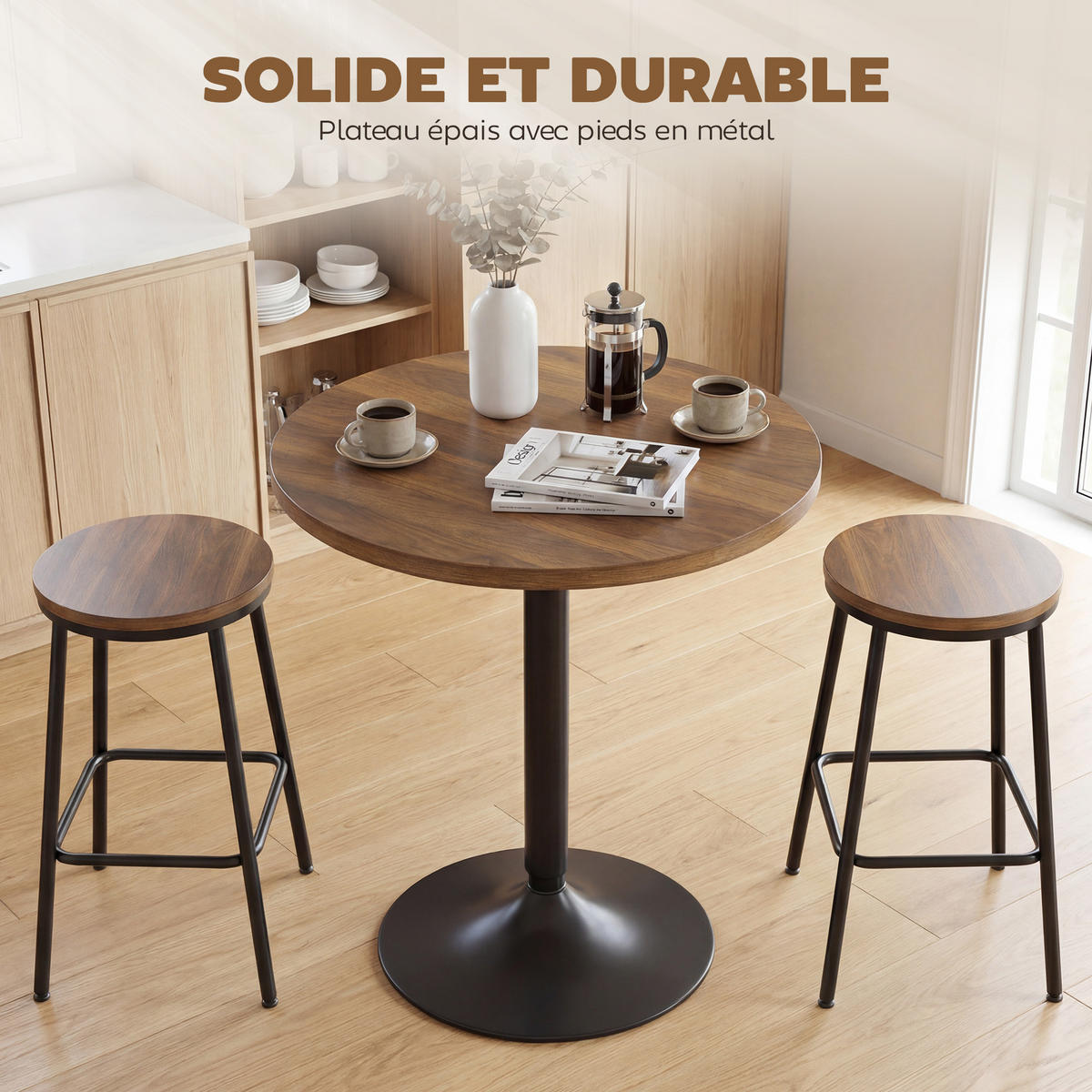 BARTISCH DE-14817 rund 60 cm mit Kippsicherung Nussbaum - Walnussfarben, Holzwerkstoff (60/60/73cm) - ComfortXL