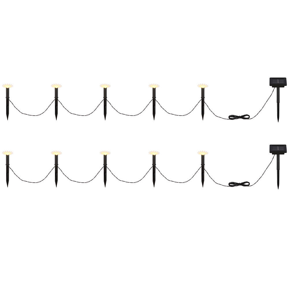 SOLAR-LICHTERKETTE LED Kunststoff Schwarz Blumenform 2er Set - Schwarz, Kunststoff (220/4.8/17.5cm) - Globo Lighting