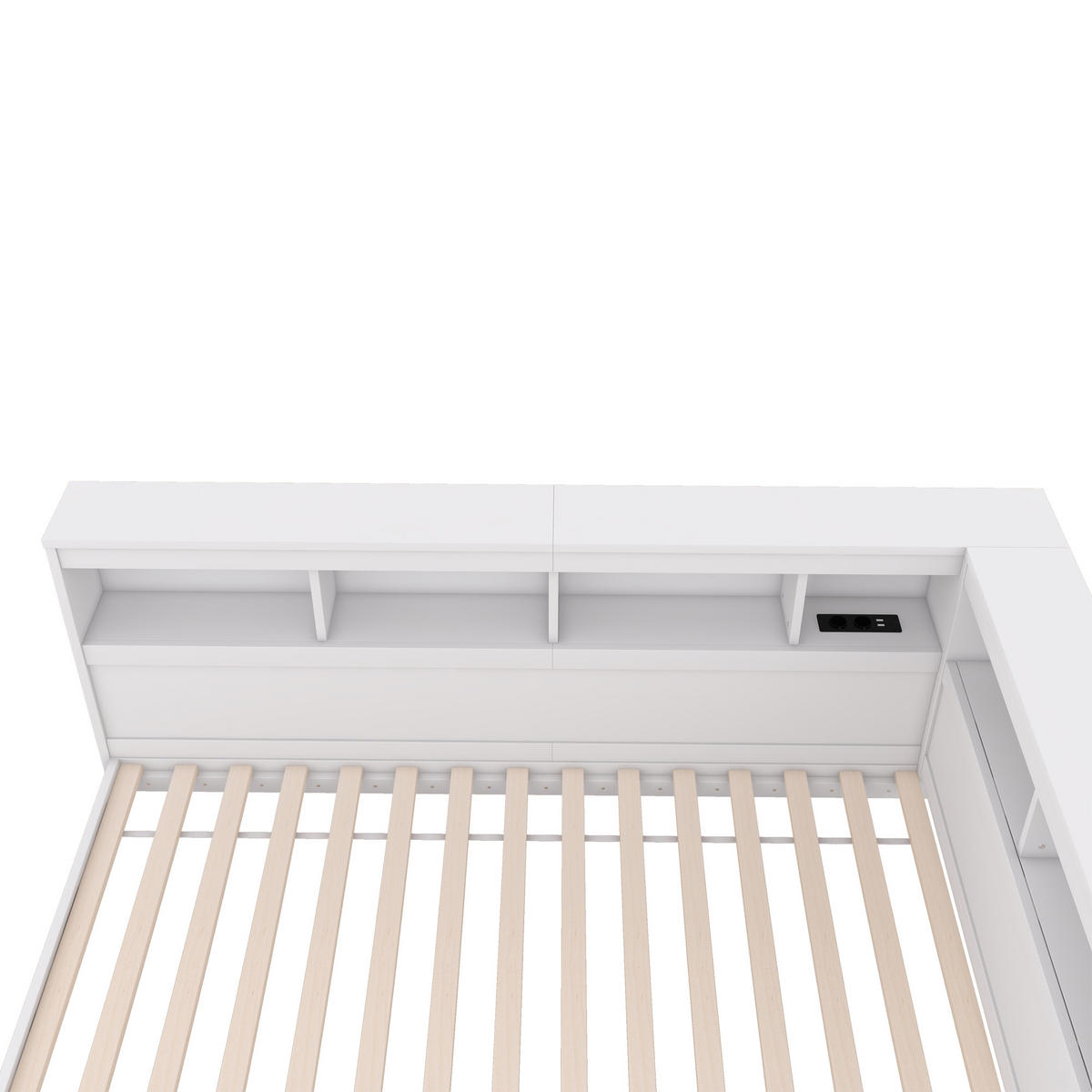 TAGEBETT 90x200cm Weiß Spanplatte Steckdose USB - Weiß, Holz (90/200cm) - FLIEKS