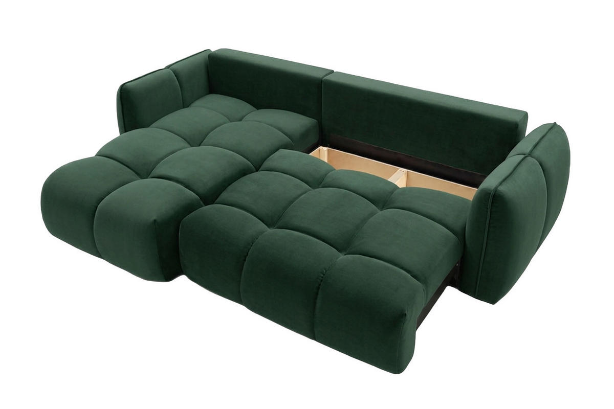 ECKSOFA L-Form Mit Schlaffunktion, Veloursstoff Bluvel, Grün, Links, BELVEDER L - Grün, Holz (250/168cm) - Kaiser Möbel