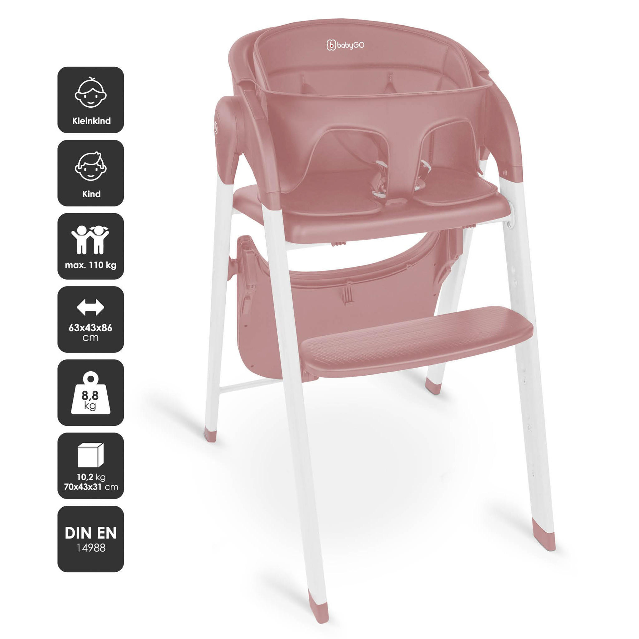 HOCHSTUHL Levels - Rosa, Metall (44/88/63cm) - BabyGo
