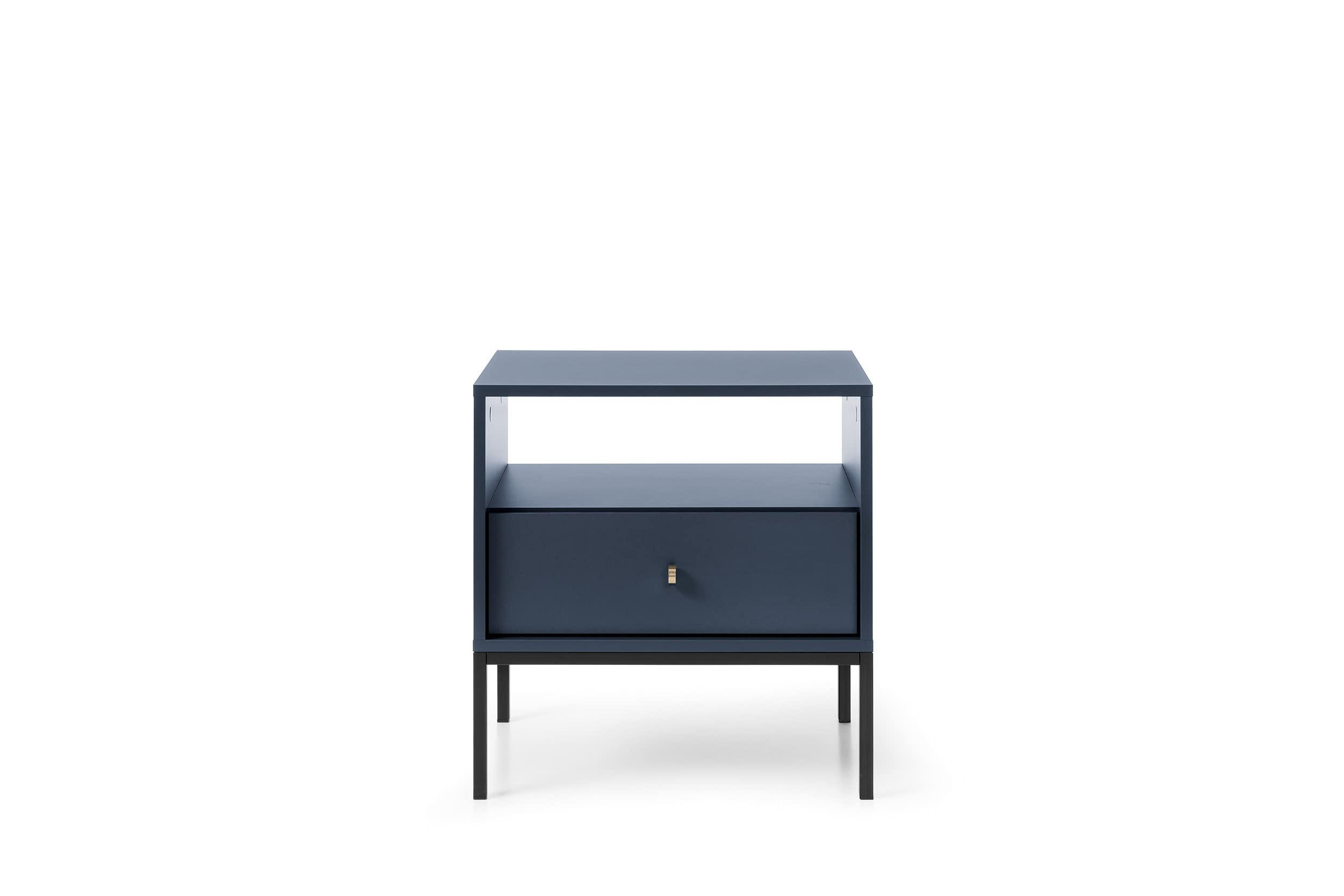 NACHTTISCH Onom 54x56x39 cm - Modern Nachtschrank zum Schlafzimmer - EIN praktischer Commode aus Spanplatten - Marineblau - Blau, Holzwerkstoff (54/56/39cm) - Chilly