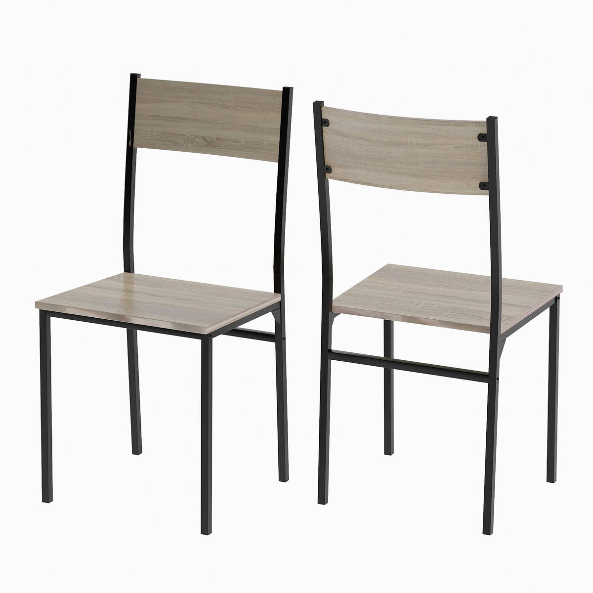 SITZGRUPPE Esstisch mit 2 Stühlen Naturfarbe - Naturfarben, Metall (70/75.5/70cm) - FLIEKS