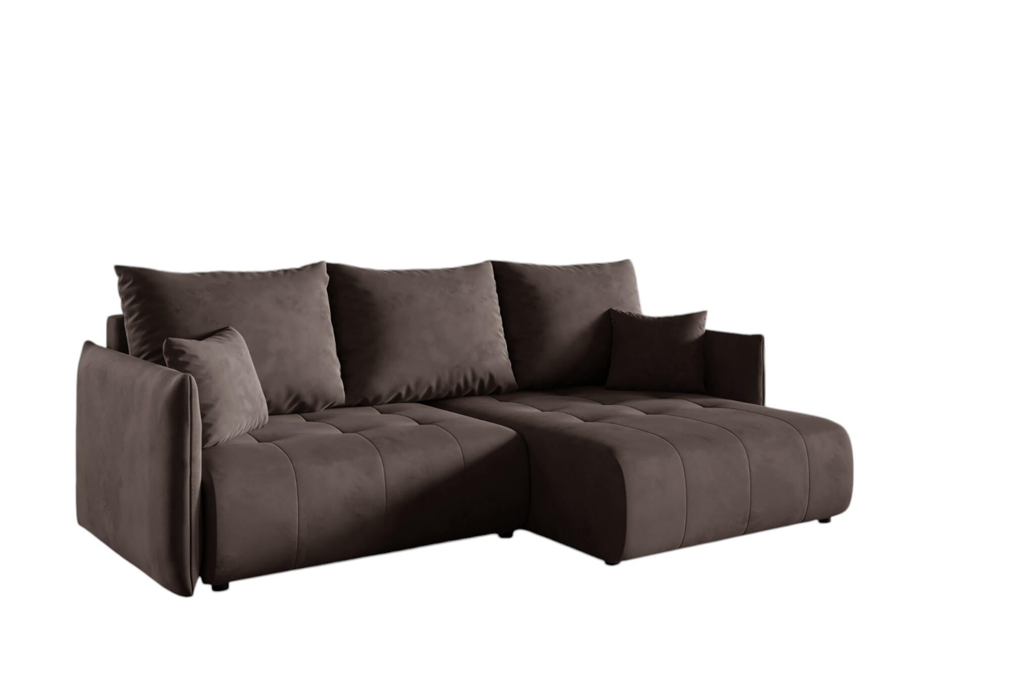 ECKSOFA Canio - Dunkelbraun, Holzwerkstoff/Textil (221/153cm) - Fun Möbel